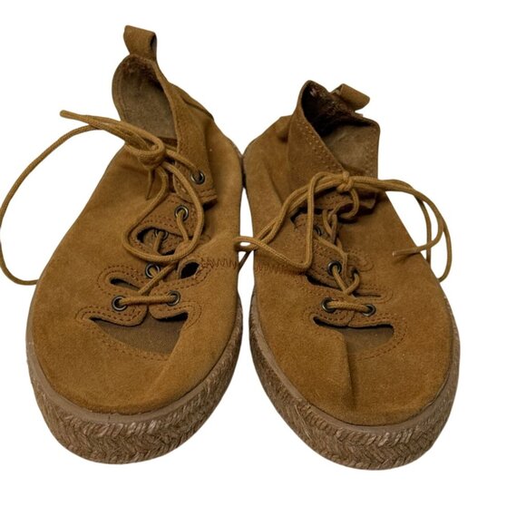 Ippon Vintage Brown Suede Lace Up Espadrilles Flats Size 38 - Picture 3 of 11